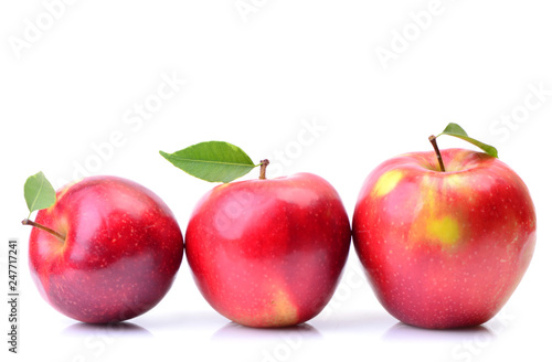 Red apples on white background