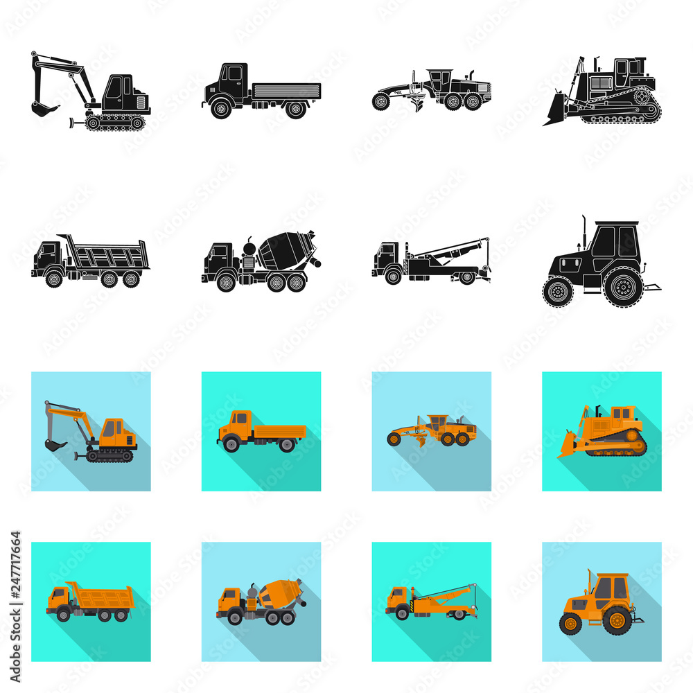 Vector illustration of build and construction symbol. Set of build and machinery vector icon for stock. Vector illustration of build and construction symbol. Set of build and machinery vector icon for stock.