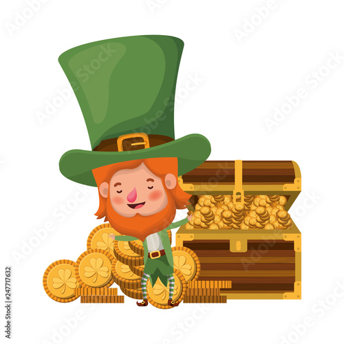 leprechaun with chest and coins character