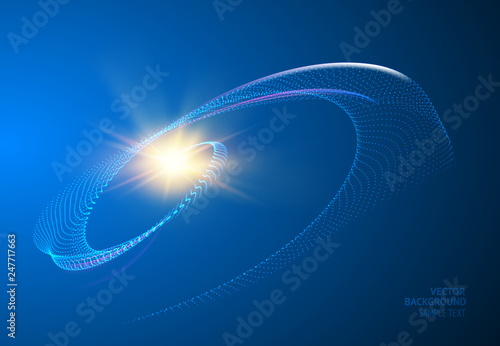 Abstract science design with dots and lines. Galaxy spyral background. Vector illustration.