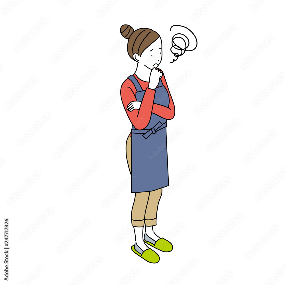 アイソメトリック 女性 イラスト 主婦 悩む Stock Vector Adobe Stock