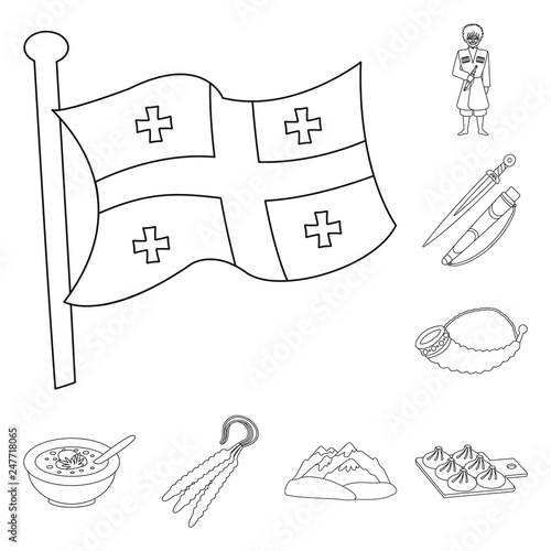 Vector illustration of traditions and national logo. Set of traditions and sightseeing vector icon for stock.