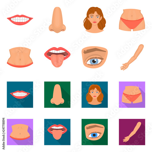 Isolated object of body and part sign. Collection of body and anatomy vector icon for stock.