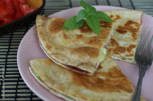 A plate with quesadillas