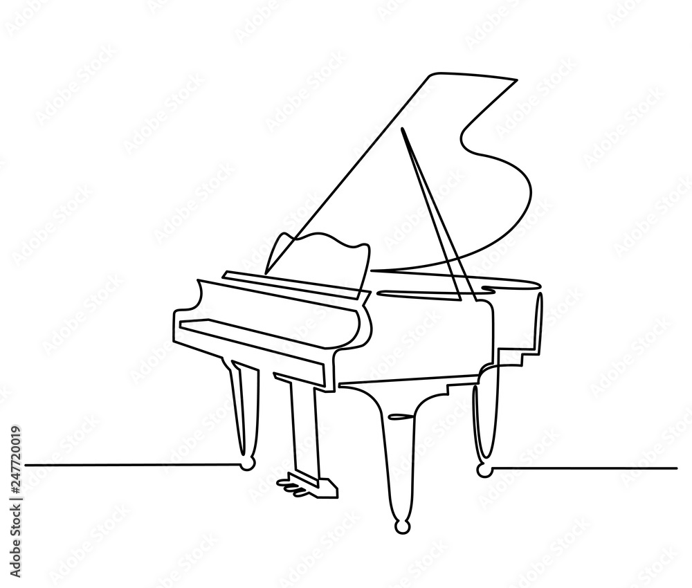 Piano continuous one line vector drawing Stock Vector | Adobe Stock