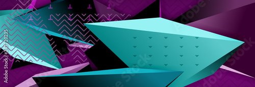 3d triangular shapes geometric background. Origami style pattern with triange shapes for decorative design. Poster design. Line design. Modern presentation template