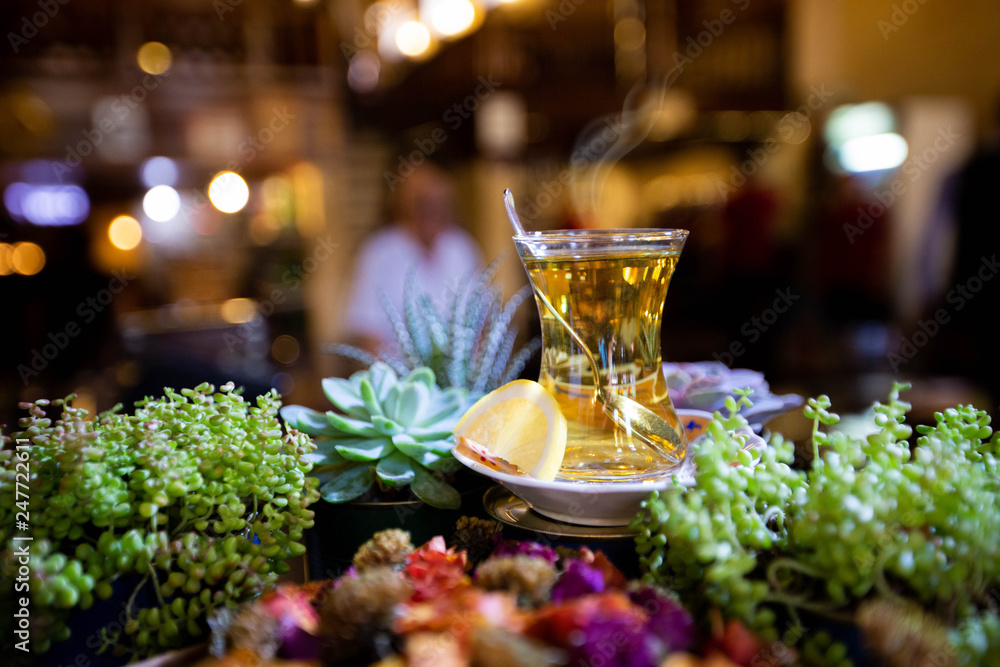 Obraz premium one glass zahter tea on the table