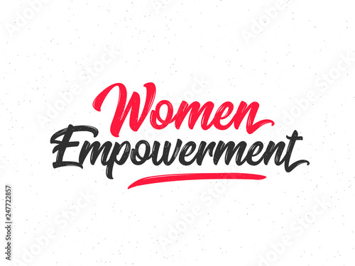 Calligraphic text Women Empowerment in red and black color.