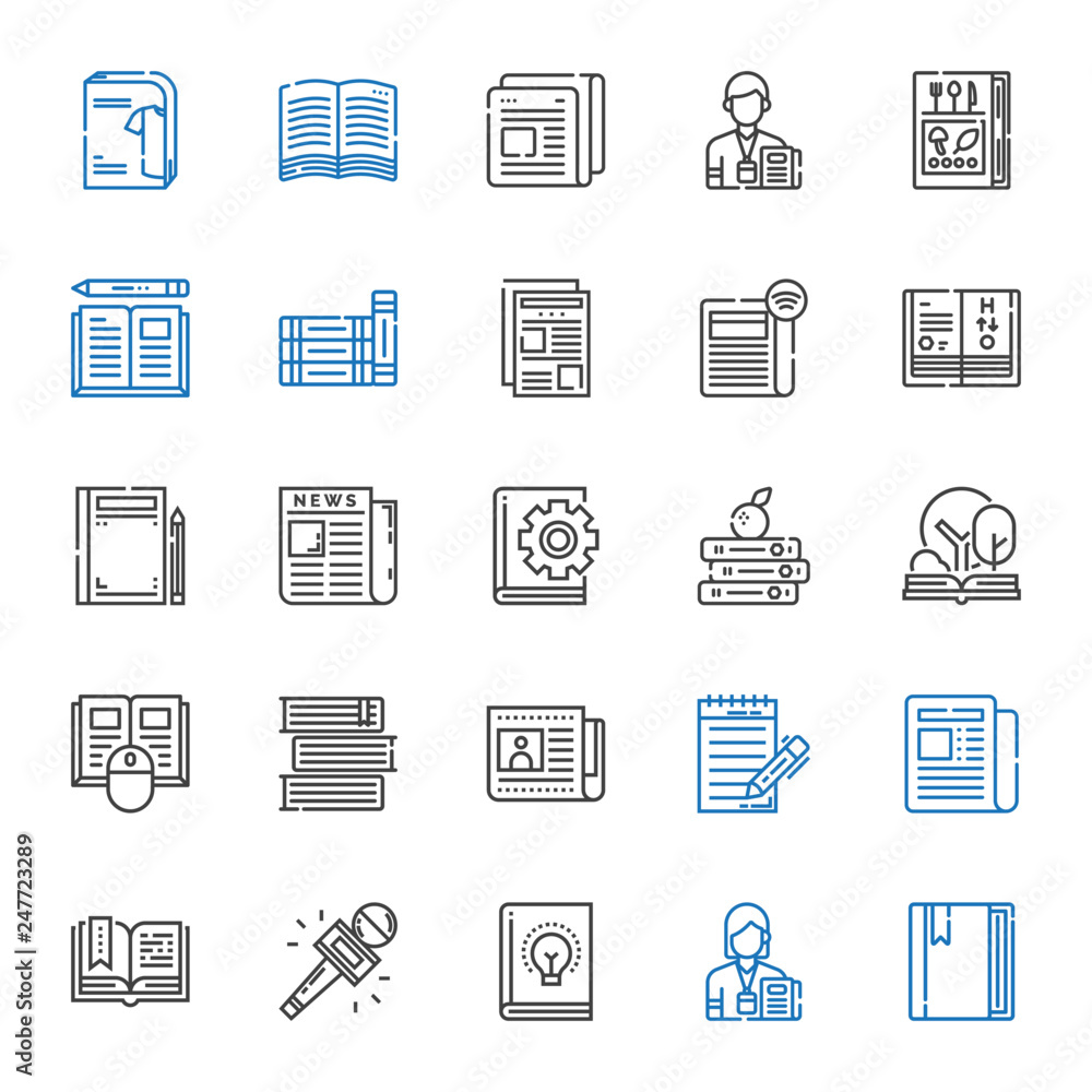 magazine icons set magazine icons set