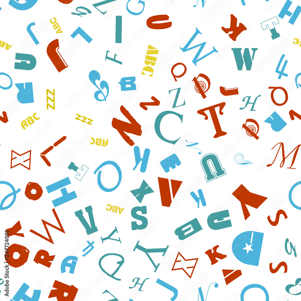 Letters, alphabet, education, school concept. Seamless vector EPS 10 pattern. Flat style Letters, alphabet, education, school concept. Seamless vector EPS 10 pattern. Flat style