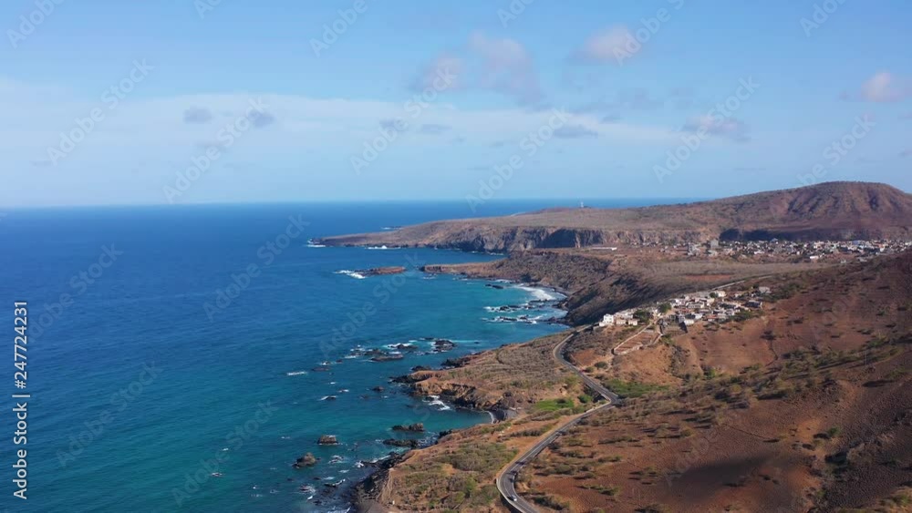 4K UHD aerial view wild coastline near Calheta in Santiago - Cape Verde - Cabo Verde 4K UHD aerial view wild coastline near Calheta in Santiago - Cape Verde - Cabo Verde