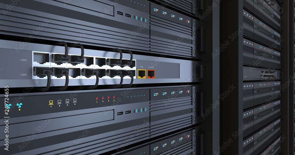 Close Up Server Racks In a Modern Data Center. Computer Racks All ...