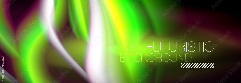 Fluid color neon wave lines background, neon liquid color futuristic paint template Fluid color neon wave lines background, neon liquid color futuristic paint template