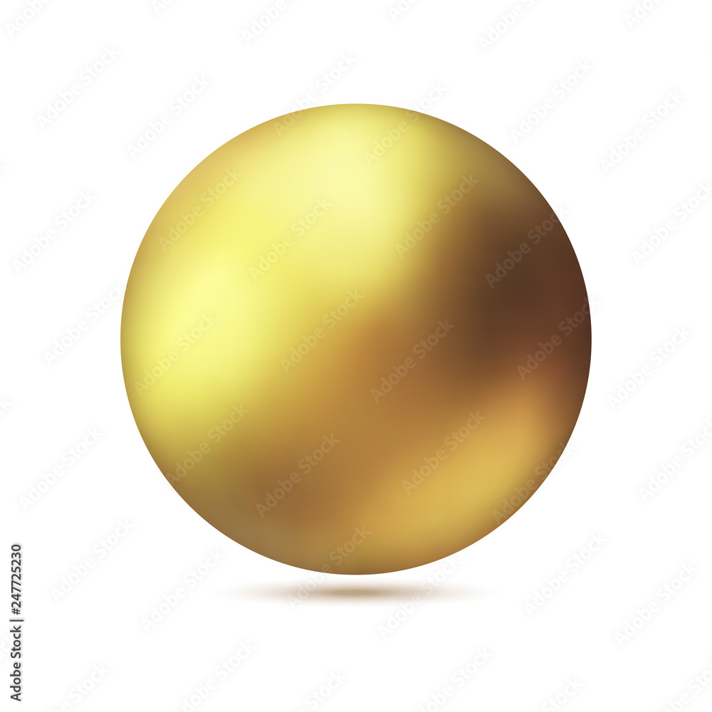 Realistic gold metal sphere, vector golden ball. Stock Vector | Adobe Stock