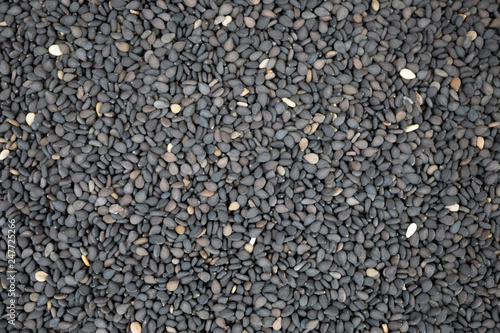 Black sesame seed close up.