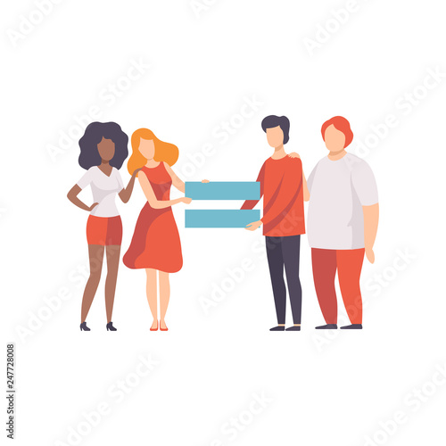 Gender Equality in Society, Equal Rights of People Vector Illustration