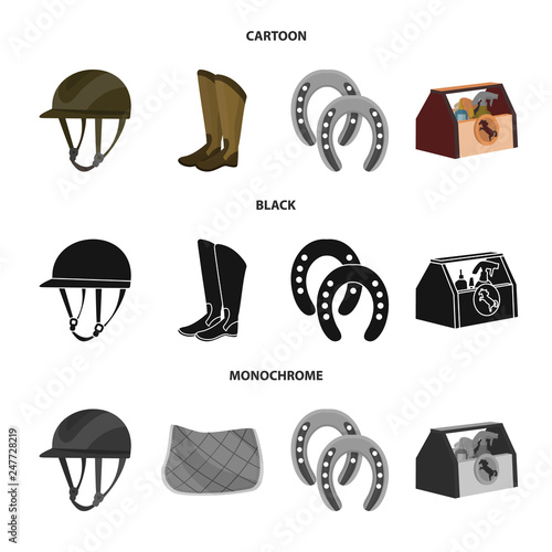Vector illustration of equipment and riding sign. Set of equipment and competition stock symbol for web.