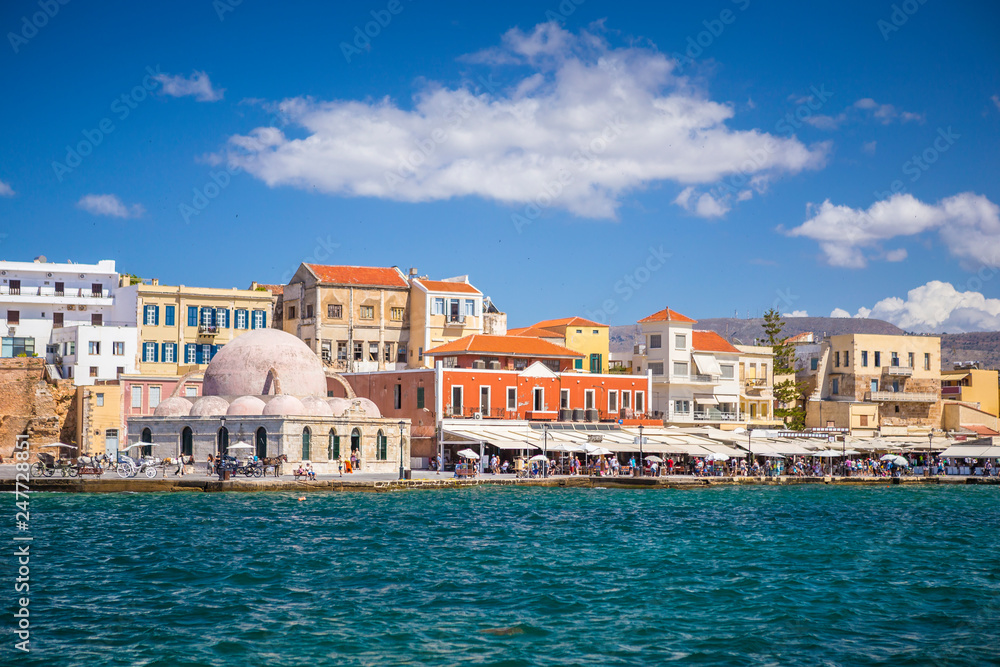 Bay of Chania at sunny summer day, Crete, Greece