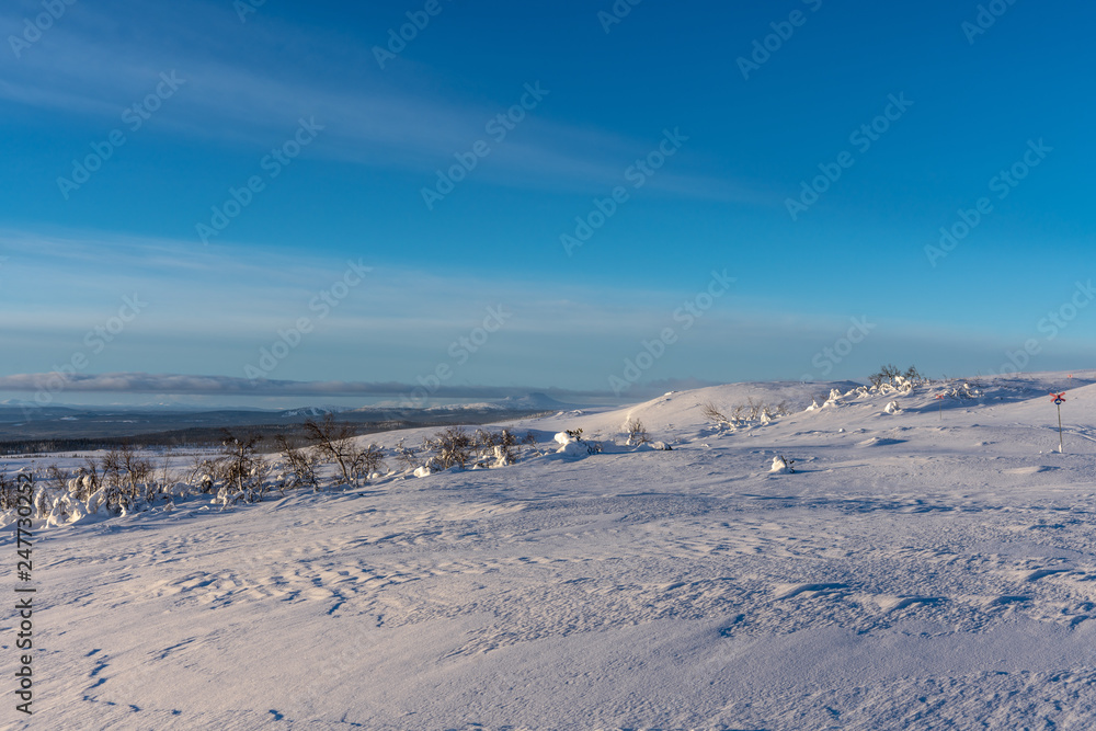 Sunny landscape view from the top of the northern Swedish mountains Sunny landscape view from the top of the northern Swedish mountains