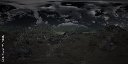 huge dark clouds over the plains of Ranoch Moor in the scottish highlands. vr360 virtual reality photo