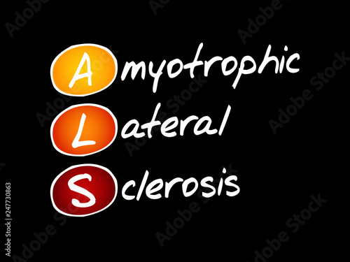 ALS - Amyotrophic Lateral Sclerosis, acronym health concept background