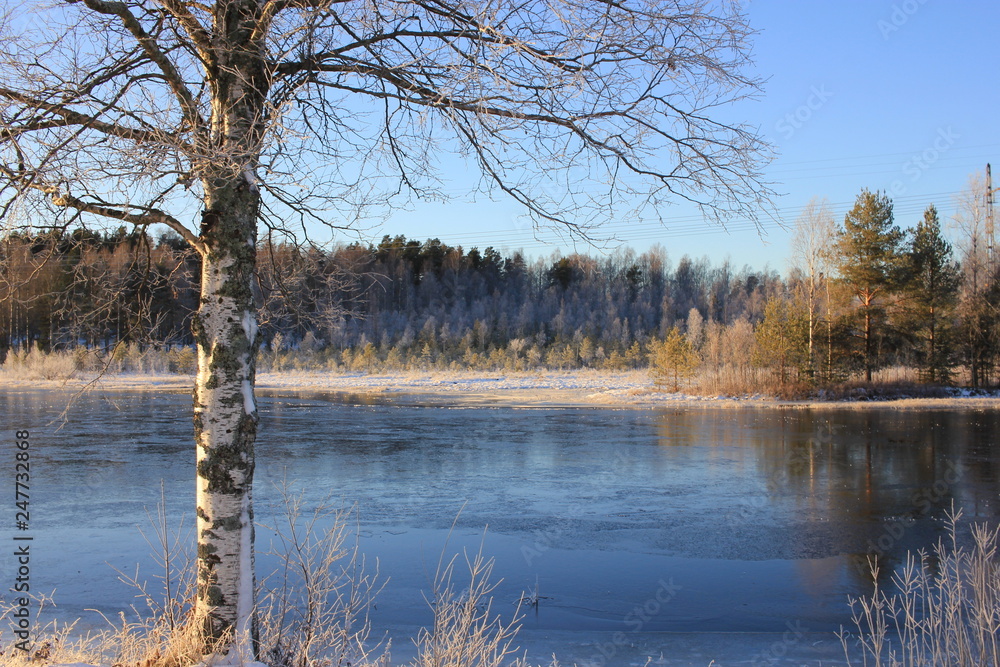 Obraz premium A cold morning by the river