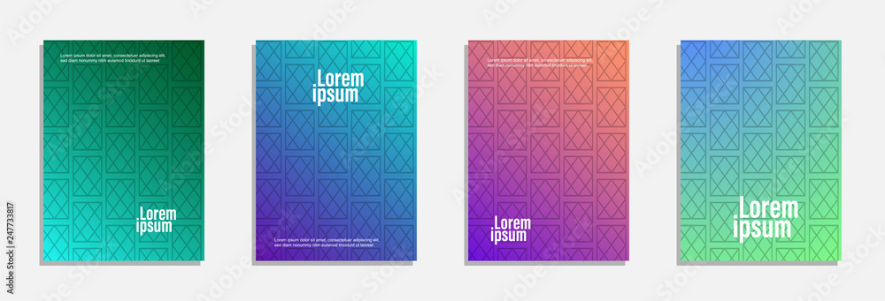Fototapeta premium Colorful and modern cover design. Set of geometric pattern background