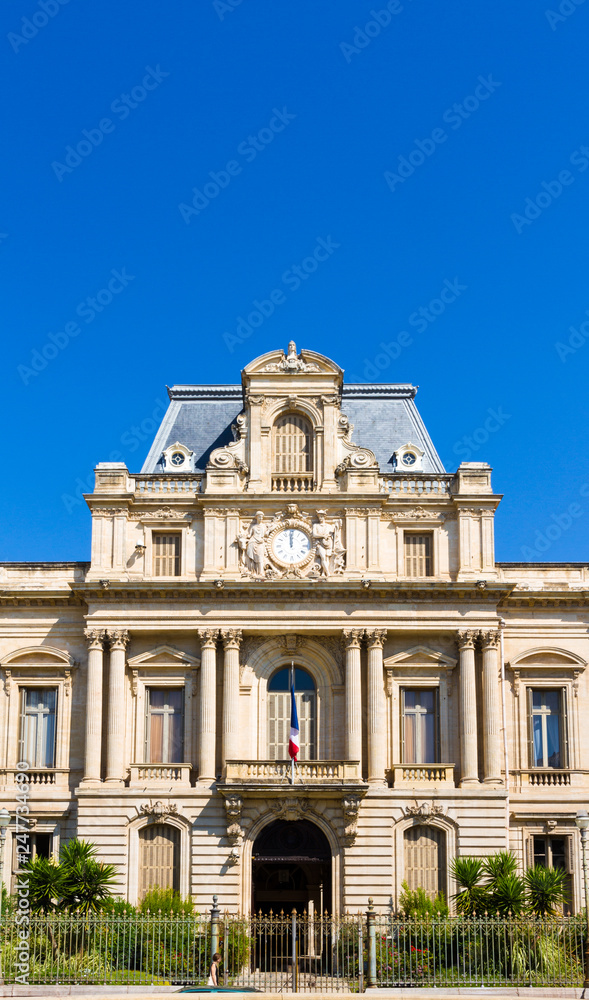 Facade of the building called prefecture de l'herault in Montpellier, France