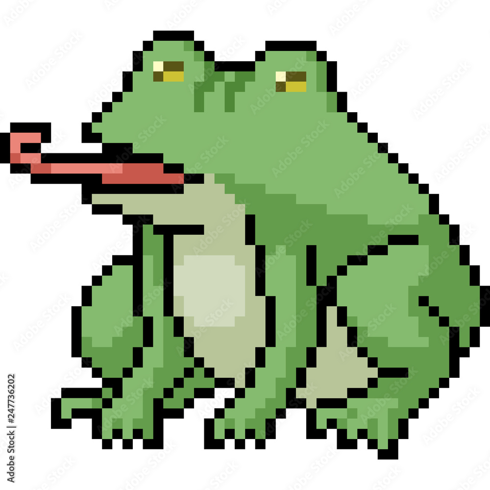 frog cartoon, pixelart 32x32 