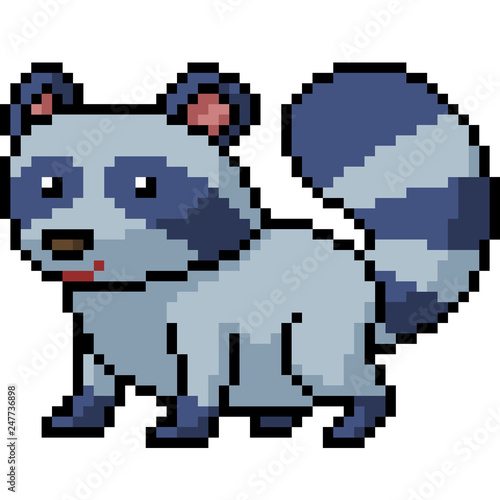 vector pixel art raccoon