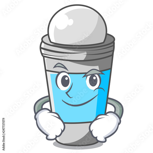 Smirking roll on deodorant in cartoon bottle