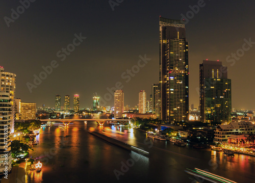 Photography Landscape by the river at night.