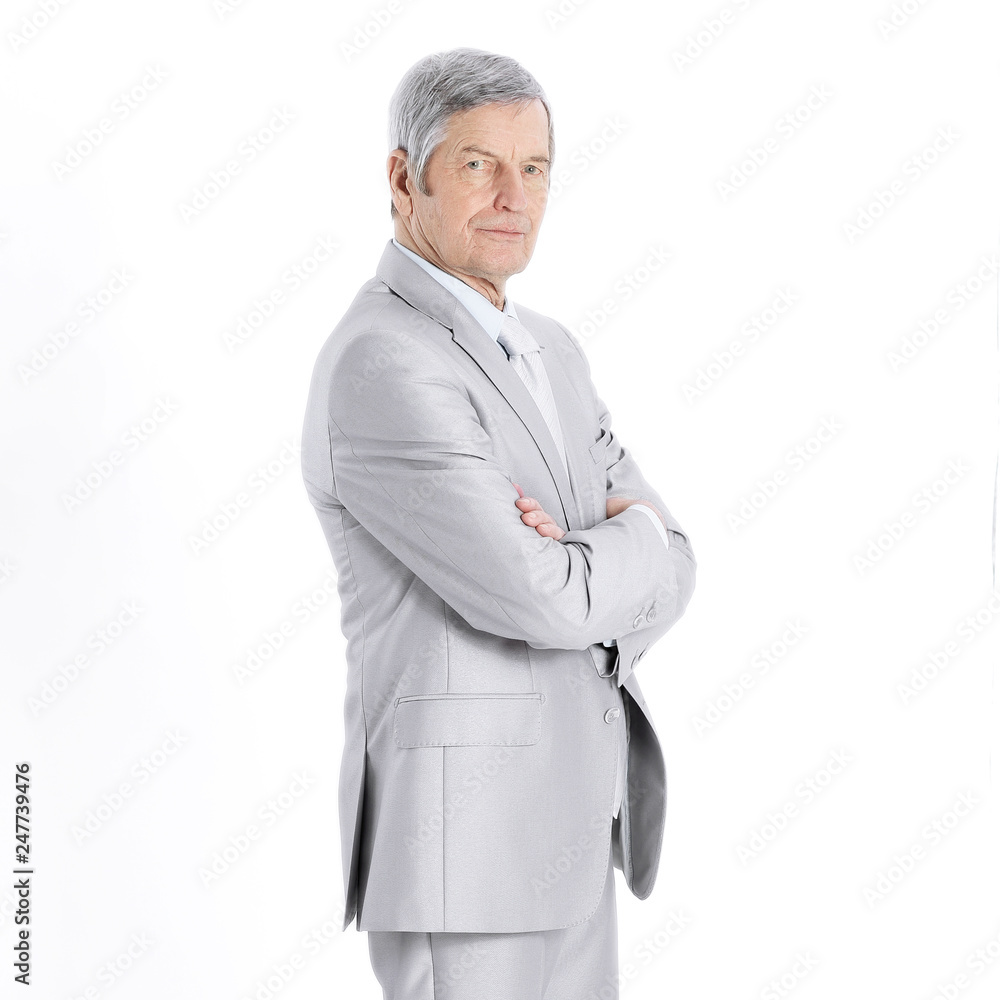 side view. successful adult businessman. isolated on white