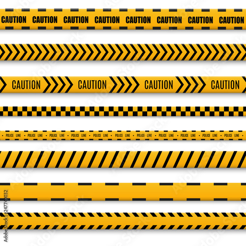 Lines isolated. Warning tapes. Caution. Danger signs. Vector illustration.Yellow with black police line and danger tapes.