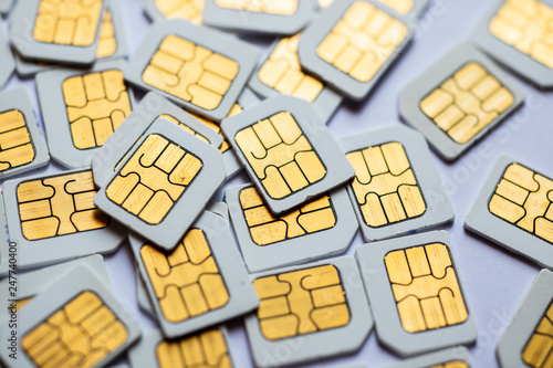 Many Micro SIM 3G for mobile over on white background.