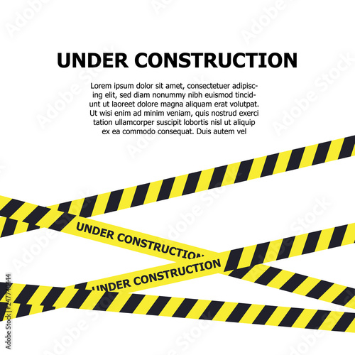 Under construction website page. Under construction warning banner