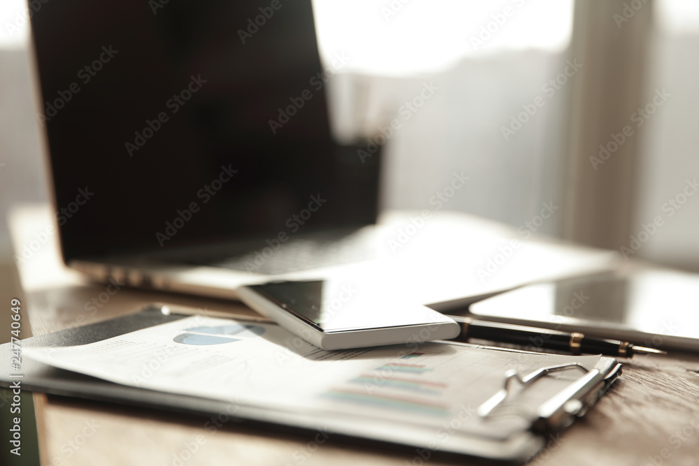 business background. workplace of the businessman. blurred image. business background. workplace of the businessman. blurred image.