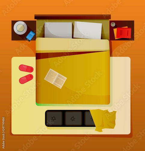 Interior of bedroom in top view