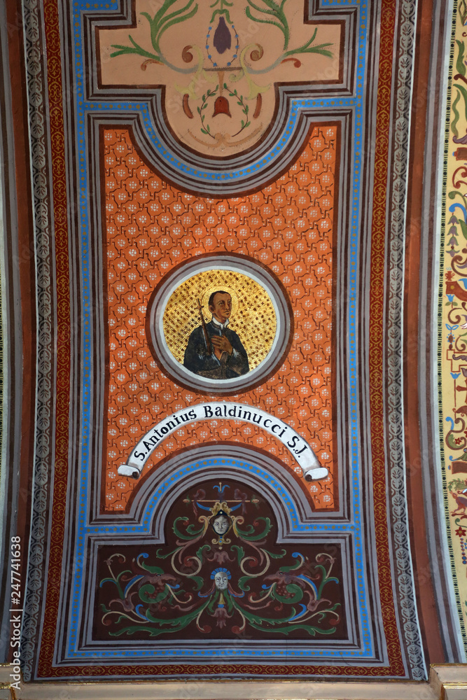Saint  Antonius Baldinucci, fresco on the ceiling of the church of St. Aloysius in Travnik, Bosnia and Herzegovina 
