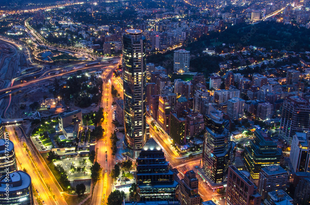 The skyline of Santiago de Chile by night. The skyline of Santiago de Chile by night.