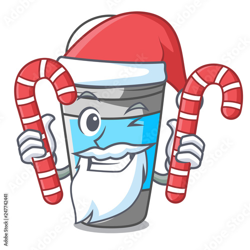 Santa with candy roll on deodorant isolated with cartoon