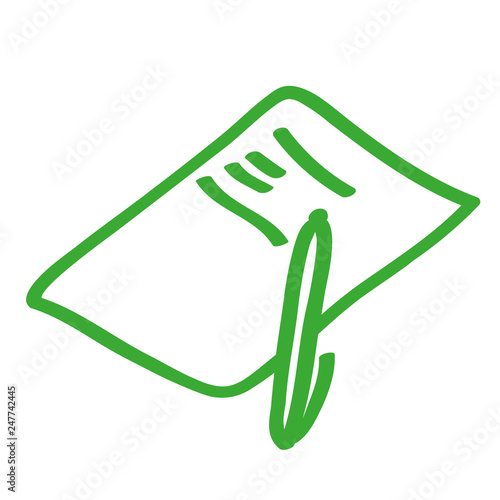 Handgezeichnetes Blatt mit Stift in grün