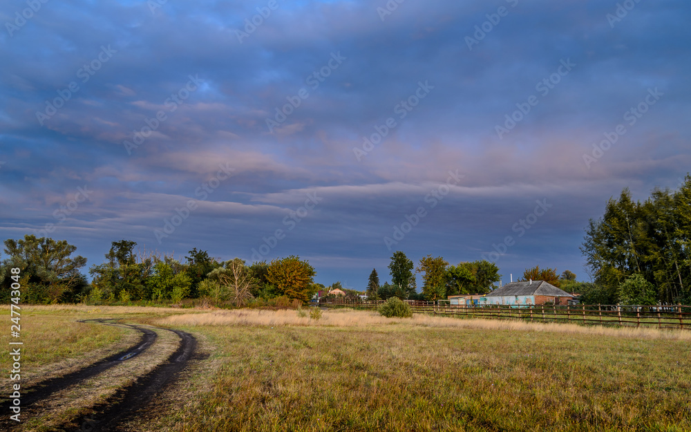 Fototapeta premium Russian landscape with beautiful clouds