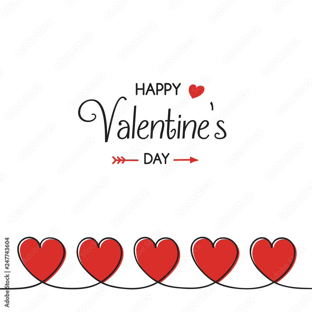 Valentine's Day typography with cute hand drawn hearts. Vector