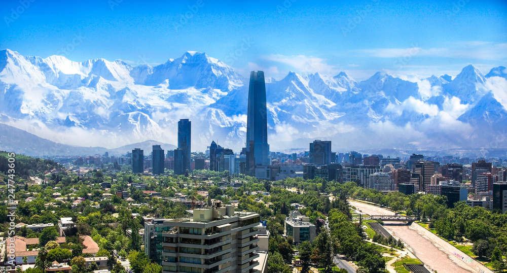 Santiago Chile cityscape - obrazy, fototapety, plakaty 