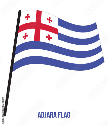 Adjara Flag Waving Vector Illustration on White Background. Adjara National Flag. Adjara Officially Known As The Autonomous Republic of Adjara.