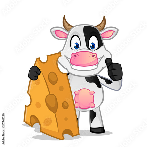 Fototapeta Naklejka Na Ścianę i Meble -  Cow and a cheese