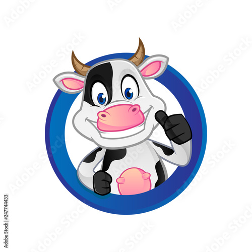 Cow giving thumb up inside circle