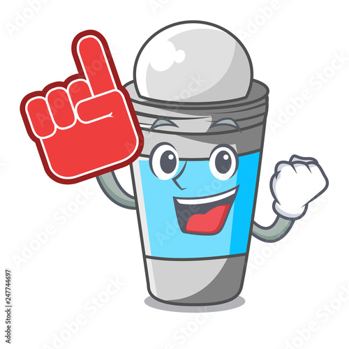 Foam finger roll on deodorant isolated with cartoon