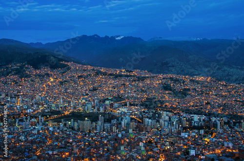 Panorama of night La Paz, Bolivia